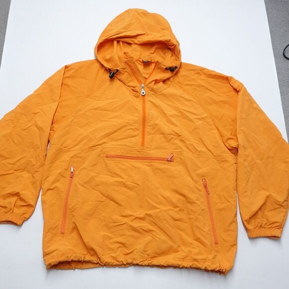 Lands' End Ski Jacket Men's Large Orange 100% Nylon Half Zip Pockets Long Sleeve - Picture 1 of 8